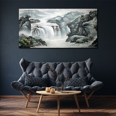 Foto auf leinwand Ruhige Wasserfälle in einer Berglandschaft