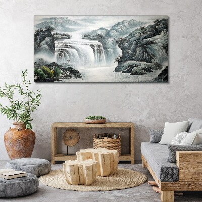 Foto auf leinwand Ruhige Wasserfälle in einer Berglandschaft