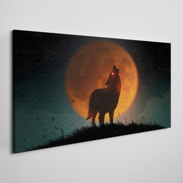 Bild auf leinwand Wolf unter dem Mond