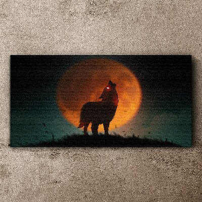 Bild auf leinwand Wolf unter dem Mond