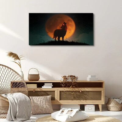 Bild auf leinwand Tierwolf-Mondhimmel
