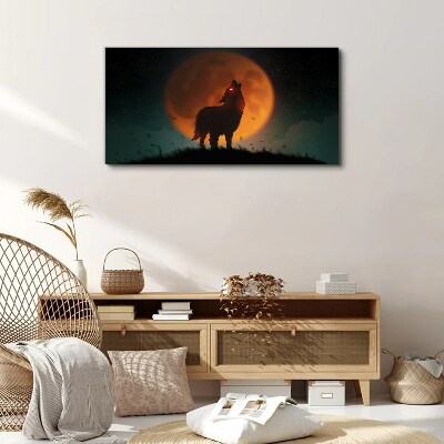 Bild auf leinwand Wolf unter dem Mond