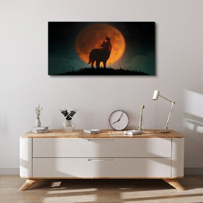 Bild auf leinwand Wolf unter dem Mond
