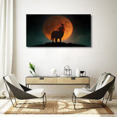 Bild auf leinwand Wolf unter dem Mond
