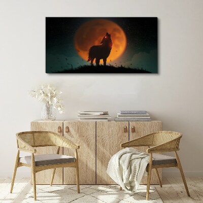 Bild auf leinwand Wolf unter dem Mond