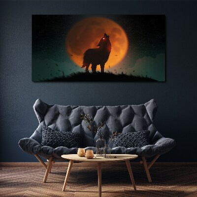 Bild auf leinwand Wolf unter dem Mond