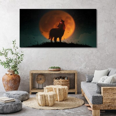 Bild auf leinwand Wolf unter dem Mond