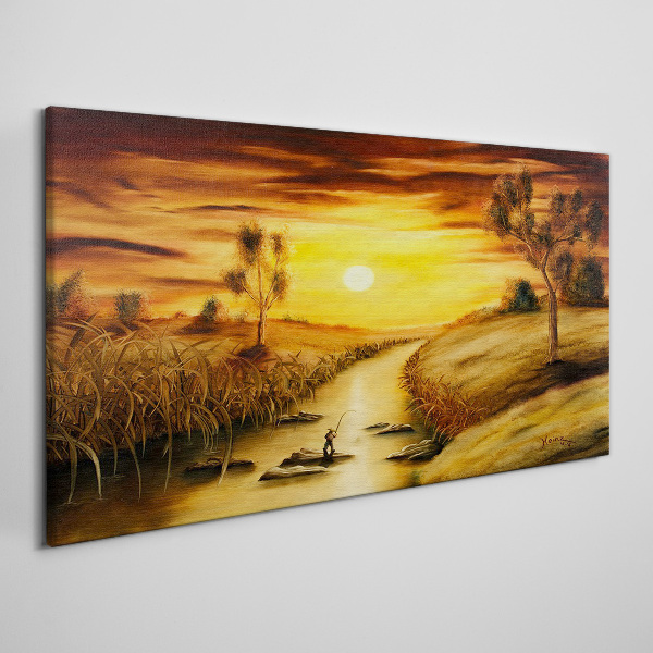 Foto auf leinwand Goldene Stunde auf dem Fluss