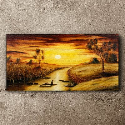 Foto auf leinwand Goldene Stunde auf dem Fluss