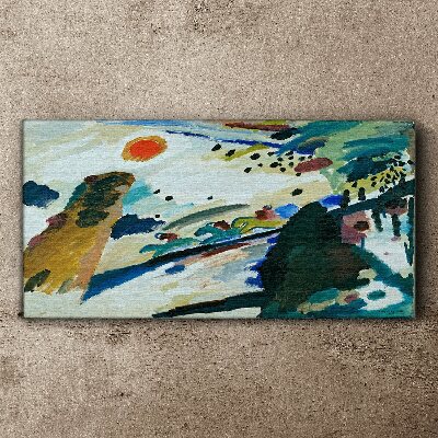 Bild auf leinwand Abstrakte Landschaft mit Sonne