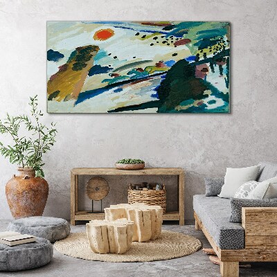 Bild auf leinwand Abstrakte Landschaft mit Sonne