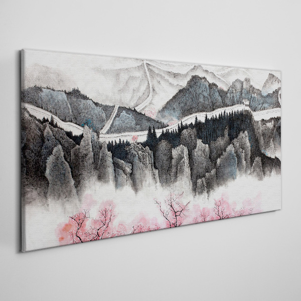 Foto auf leinwand Eine friedliche Berglandschaft mit Blumen