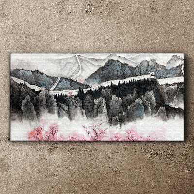 Foto auf leinwand Eine friedliche Berglandschaft mit Blumen