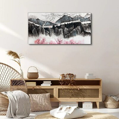 Foto auf leinwand Eine friedliche Berglandschaft mit Blumen