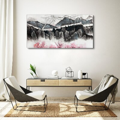 Foto auf leinwand Eine friedliche Berglandschaft mit Blumen