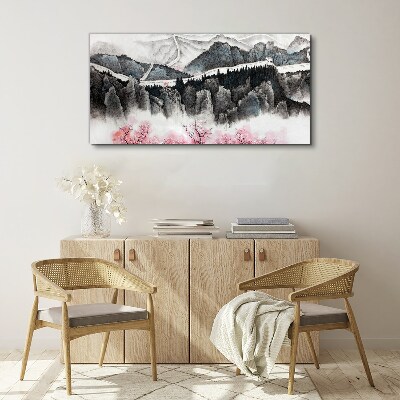 Foto auf leinwand Eine friedliche Berglandschaft mit Blumen