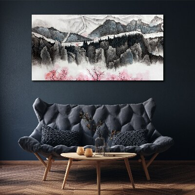 Foto auf leinwand Eine friedliche Berglandschaft mit Blumen