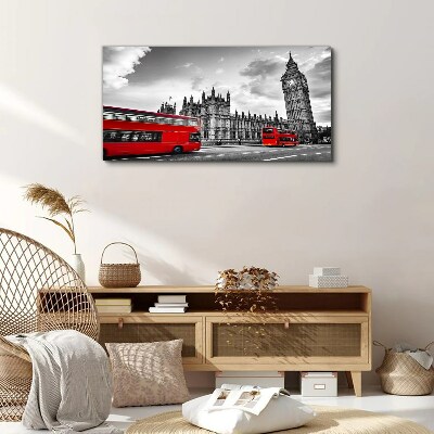 Foto auf leinwand Rote Busse des London Eye