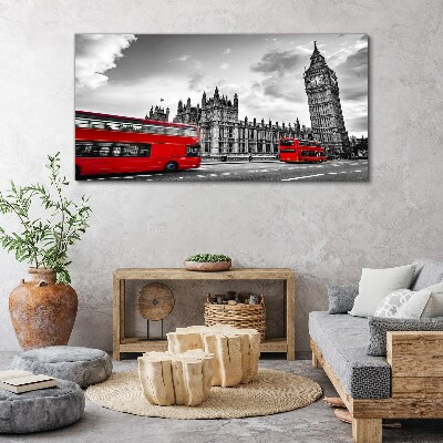 Foto auf leinwand Rote Busse des London Eye