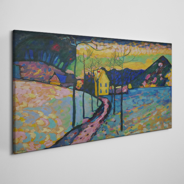 Foto auf leinwand Bunte Landschaft mit einem Haus