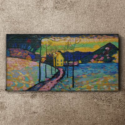 Foto auf leinwand Bunte Landschaft mit einem Haus