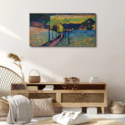 Foto auf leinwand Bunte Landschaft mit einem Haus