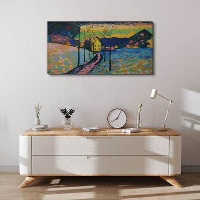 Foto auf leinwand Bunte Landschaft mit einem Haus