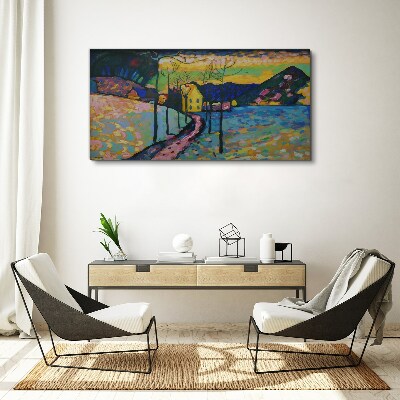 Foto auf leinwand Bunte Landschaft mit einem Haus