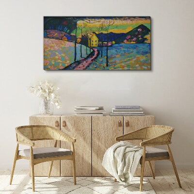 Foto auf leinwand Bunte Landschaft mit einem Haus