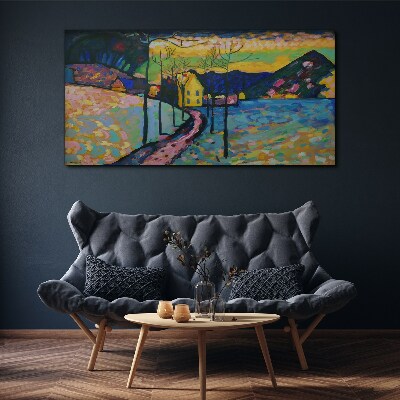 Foto auf leinwand Bunte Landschaft mit einem Haus