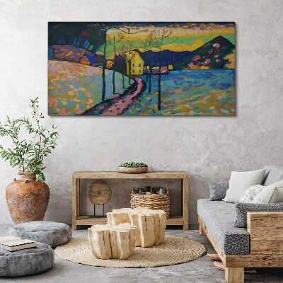 Foto auf leinwand Bunte Landschaft mit einem Haus