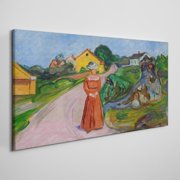 Wandbild Frau im roten Kleid von Munch