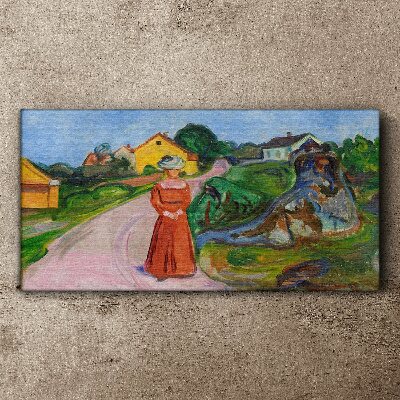 Wandbild Frau im roten Kleid von Munch