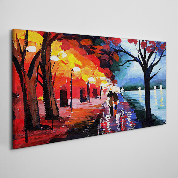 Foto auf leinwand Ein romantischer Spaziergang in einem farbenfrohen Park