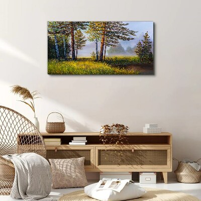 Foto leinwand Morgennebel im Wald