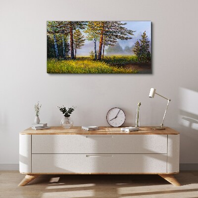 Foto leinwand Morgennebel im Wald