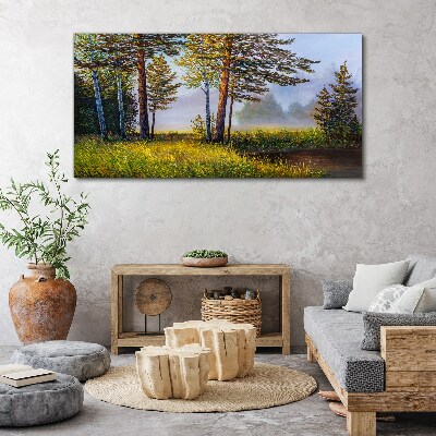 Foto leinwand Morgennebel im Wald