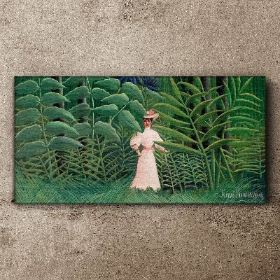 Foto auf leinwand Frau im grünen Wald