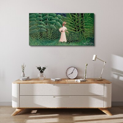 Foto auf leinwand Frau im grünen Wald