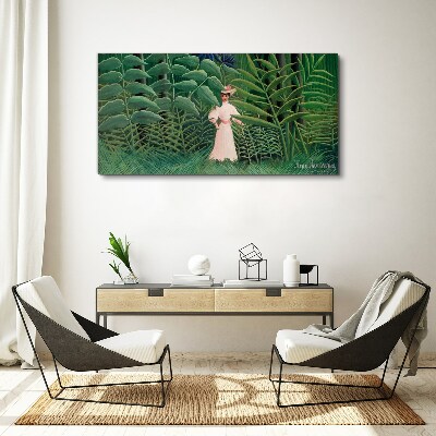 Foto auf leinwand Frau im grünen Wald