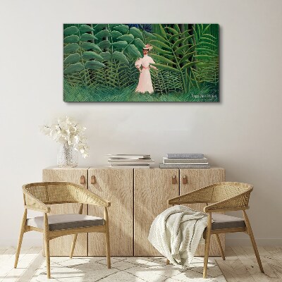 Foto auf leinwand Frau im grünen Wald