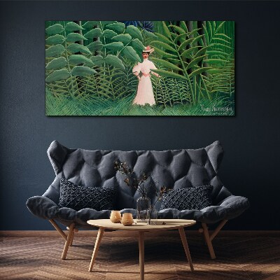 Foto auf leinwand Frau im grünen Wald
