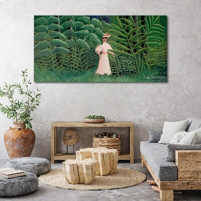 Foto auf leinwand Frau im grünen Wald