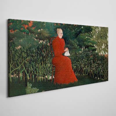 Wandbild Roter Mantel im Garten