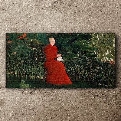 Wandbild Roter Mantel im Garten