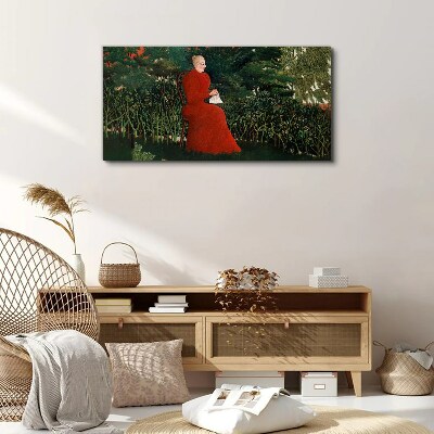 Wandbild Roter Mantel im Garten