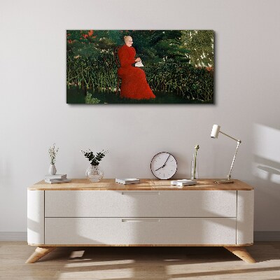 Wandbild Roter Mantel im Garten