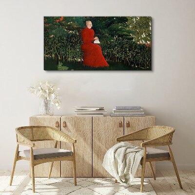Wandbild Roter Mantel im Garten