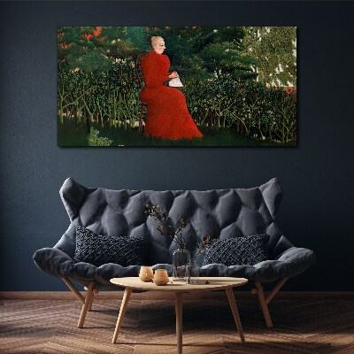 Wandbild Roter Mantel im Garten