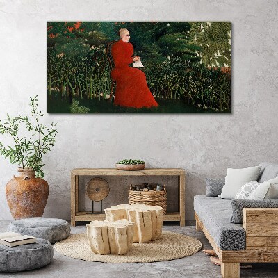 Wandbild Roter Mantel im Garten